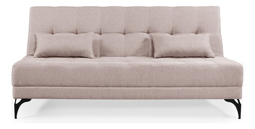 Sofa Cama Target Nevada Solteiro Reclinavel Linho Pes Ferro Cor Creme