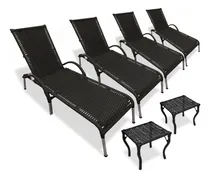 Comprar Kit 4 Espreguiçadeiras Reclináveis Alumínio Julia + 2 Mesas