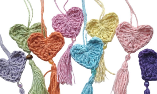  Corazon Llavero A Crochet  Simple Personalizable (10 Unid)