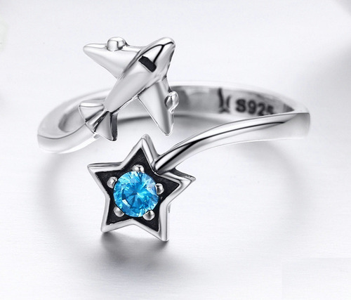 Anillo Avion Ajustable Plata S925