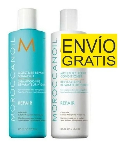 Imagen 1 de 3 de Moroccanoil Shampoo Y Acondicionador Reparador 250 Ml.