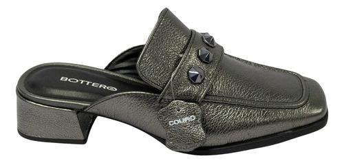 Mule Bottero 354208 Mariane Couro Metalizado Roma Onix