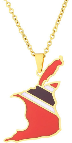Colgante Y Collar De Acero Inoxidable Con Bandera De Mapa De