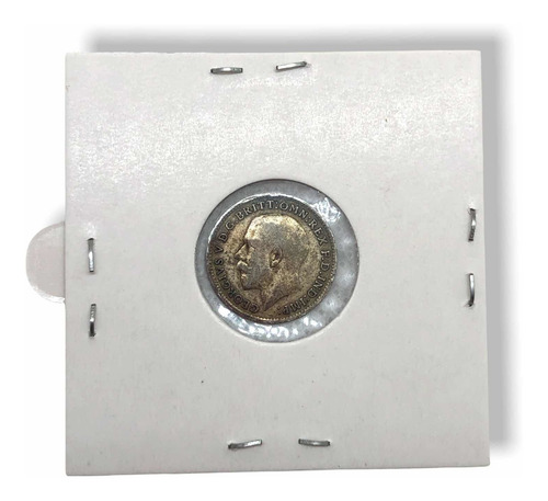 Moneda Plata Gran Bretaña 3 Pences L 0.500 Año 1915 George V (Usado)