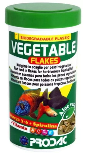 Ração Prodac Vegetable Flakes 20g Spirulina E Aloe Vera