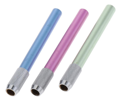 3 Unids Extensor De Lápiz Alargador Azul + Verde + Rosado