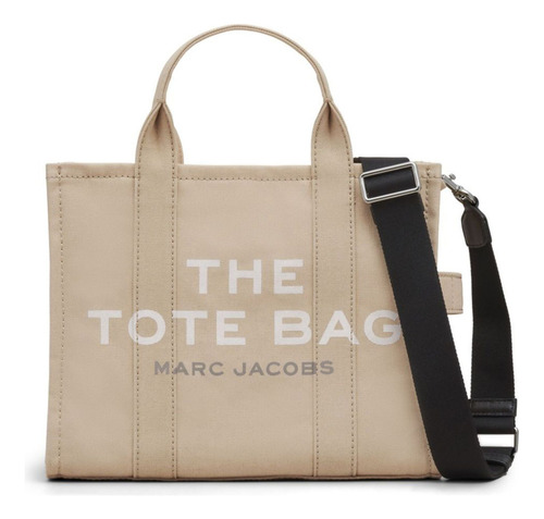 Bolsa Marc Jacobs Tote Canvas Beige Bandolera Acabado De Los Herrajes Lona De Algodon Diseño De La Tela Lisa