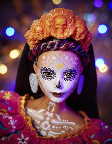 Barbie Día De Muertos 2021 Gxl27 Nueva Con Su Shipper Café