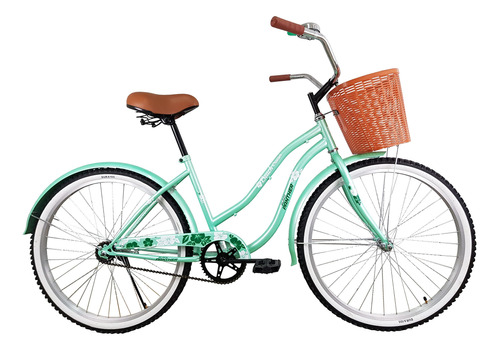 Bicicleta Urbana Clasica R26 Con Canasta Vintage Menta