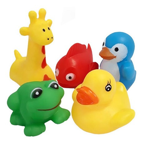 Imagen 1 de 4 de Muñecos Con Chifles Para Jugar En El Agua Baño Bebé 5 Unid