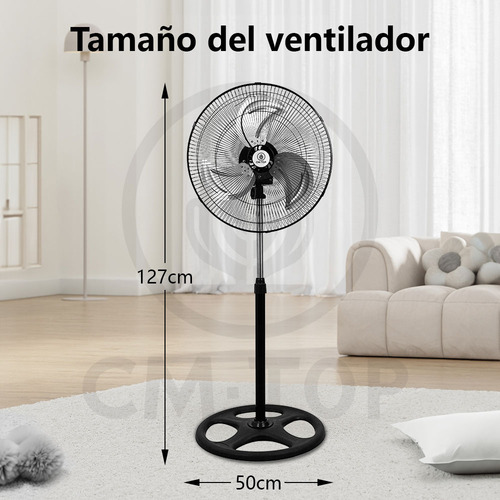 Set 2 Ventilador De Pedestal Cm-top Abanico De 18 Pulgadas Aspas Metalico 3 Velocidades Color Negro