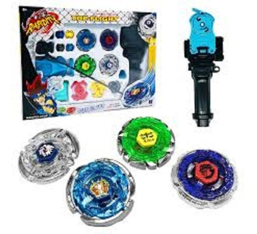 Imagem 6 de 10 de Kit 4 Beyblade Metal Fusion Pião C/super Lançador Brinquedo