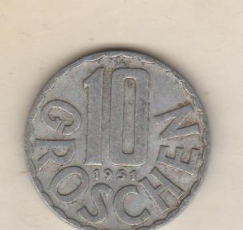 Austria Moneda De 10 Groschen Año 1951 Km 2878 