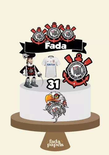 ENFEITE TOPPER PARA BOLO FESTA CORINTHIANS - CONTÉM 04 UNIDADES