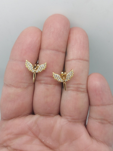 Aros Angelitos Baño De Oro 18k