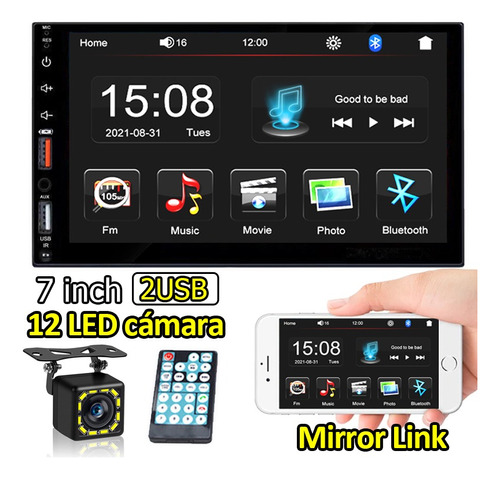 Auto Estéreo Pantalla 2 Din Mirror Link Mp5 Bluetooth Táctil