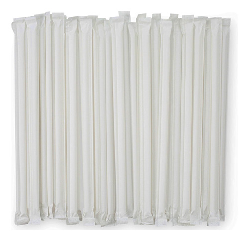 Pajitas De Plastico Blancas Durahome Envueltas Individual...