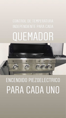 Imagen 7 de 9 de Parrilla A Gas Envasado 4 Quemadores Y Anafe. Acero Inox.