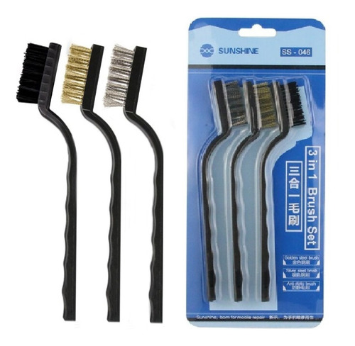 Set 3 Cepillos Alambre Suave Y Plastico Reballing Celulares