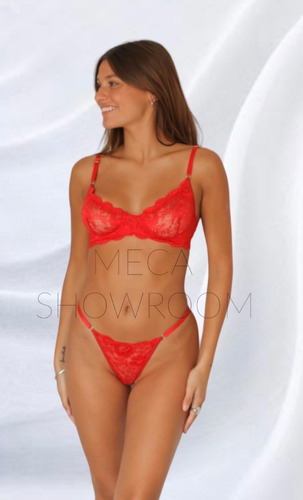 Conjunto De Encaje Con Aro Mujer Negro Rojo Blanco