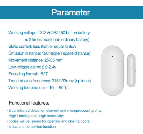 Wireless Magnetic Sensor Pgst 68r Door And Window Alarm