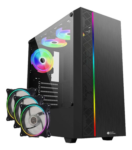 Gabinete Gamer Shot Gaming 8016 Rgb Vidrio + 3 Fanes Rgb 120