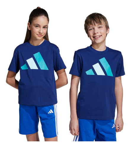 Remera Adidas Casual Essentials Niños Azul Jy0296
