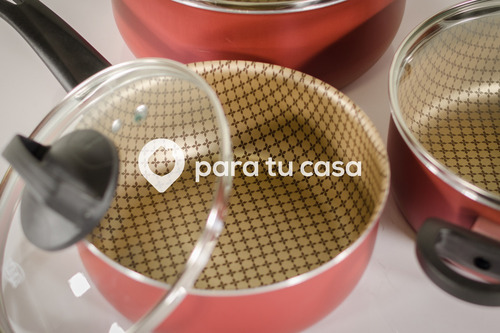 Imagen 7 de 10 de Batería Cocina Olla Cacerola 4 Piezas Teflón Flora Mta Ct