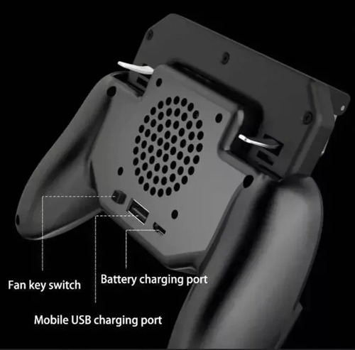Gamepad Gatillos Ventilador Recargable Control Y Celular Sp+