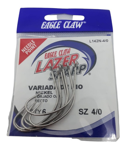 Anzuelos Eagle Claw L142n N4/0 X6u Lazer Sharp Pesca Torcido