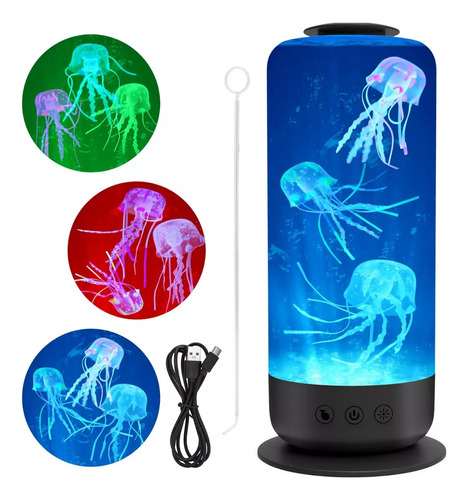 Lampara Acuario De Medusas Luz Led Multicolor