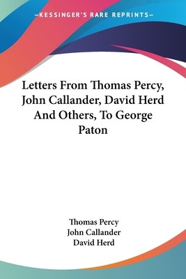 Libro Letters From Thomas Percy, John Callander, David He...