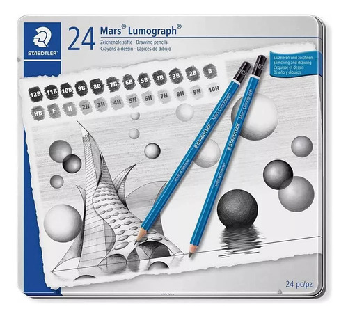 Lapices Staedtler Mars Lumograph Lata X 24 Grad 10h A 12b