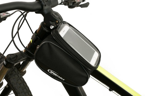 Imagen 1 de 3 de Alforja Porta Celular Para Bicicleta Negro Sportable