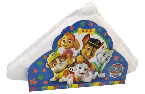 Servilletero Con 15 Servilletas Paw Patrol Cotillón Oficial 