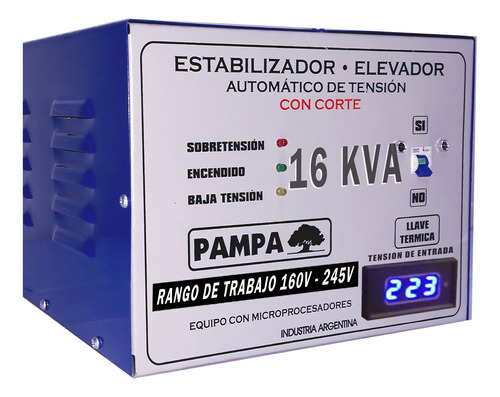 Imagen 1 de 1 de Estabilizador elevador de tensión Pampa Herramientas 16KVA 16000VA entrada y salida de 220V blanco