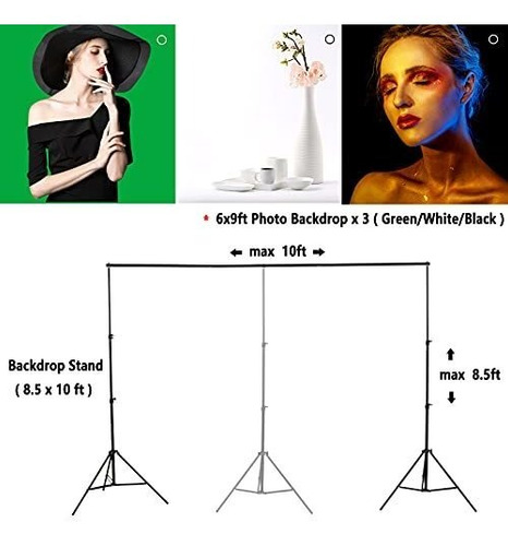 Imagen 4 de 6 de Hgcd Kit Iluminacion Estudio Fotografia 8.5 10 Pie Fondo
