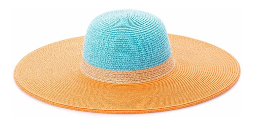 Sombrero Gorro Pavas Tricolor En Azul Naranja Y Dorado