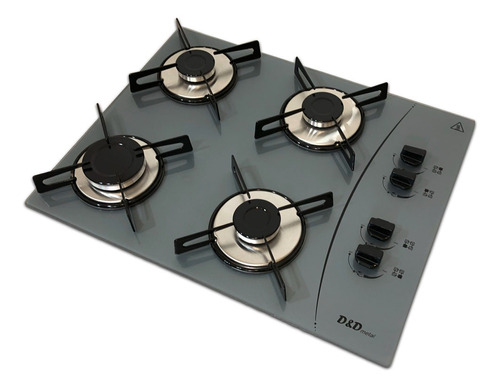 Fogao Cooktop D&d A Gás 4 Bocas Prata Perolizado Cor Prateado