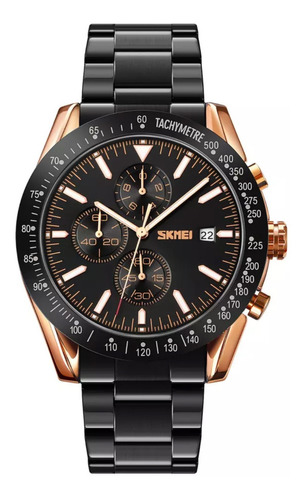 Reloj Casual Skmei 9253 Negro Acero Inoxidable Cronometro 