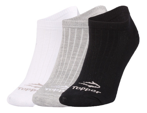 Soquetes Topper Lifestyle Mujer X3 Wmns Bco-gris-neg Cli