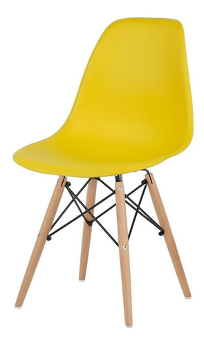 Cadeira Charles Eames Wood Jantar Amarelas
