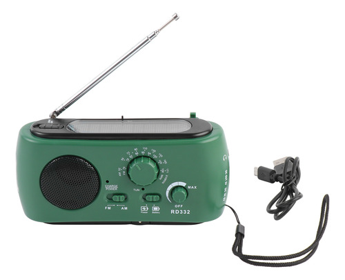 Rádio De Acampamento Am Fm Com Manivela Solar De Emergência