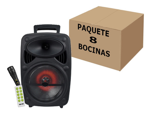 Bocina Microfono Control Bluetooth Con Radio Fm 8in Tws 8pzs
