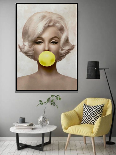 Cuadro Decorativo Marilyn Monroe Chicle Amarillo Retro