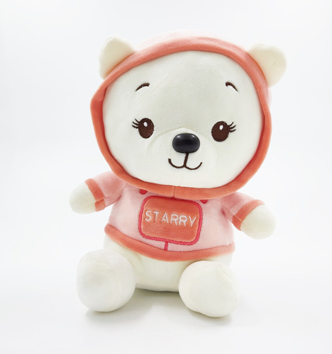 Juguete Peluche Oso Polar Starry Beige Con Capota Rosado