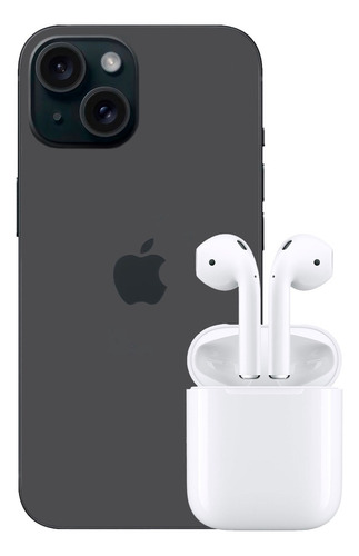 Apple iPhone 15 128gb Negro Rfb + AirPods 2 Blanco (Reacondicionado)