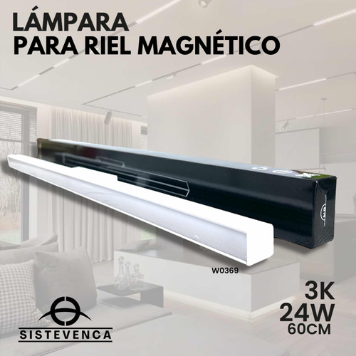 Lámpara Led Blanca Para Riel Magnético 3k 24w 60cm