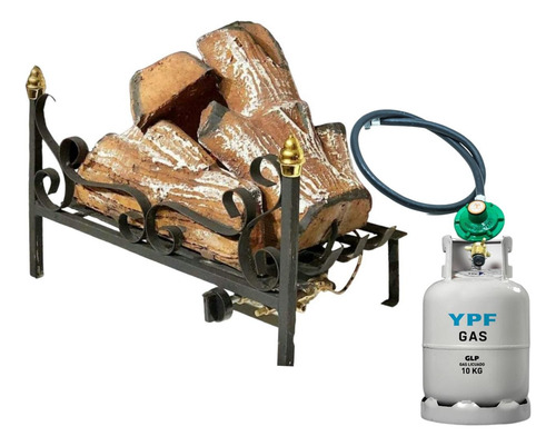 Estufa Leño Fogón Refractario Gas Envasado 5000 Calorias Marrón