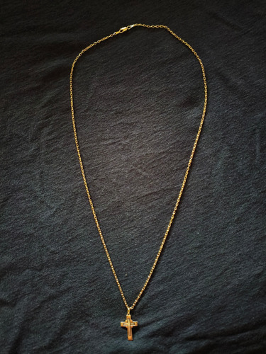 Cordão De Ouro 18k 13g Pingente Com Detalhe Em Ouro Branco